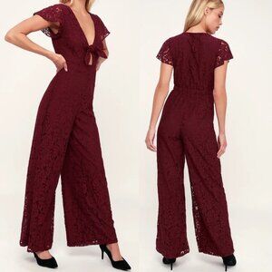 NWT Revolve Sage Label Love You Still Wine Jumpsuit Large Wie Leg Bohemian New L
